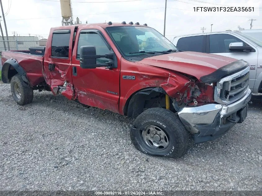 2002 Ford F-350 Lariat/Xl/Xlt VIN: 1FTSW31F32EA35651 Lot: 39892116