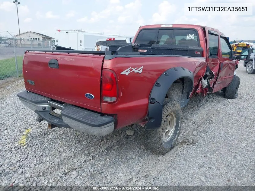 2002 Ford F-350 Lariat/Xl/Xlt VIN: 1FTSW31F32EA35651 Lot: 39892116