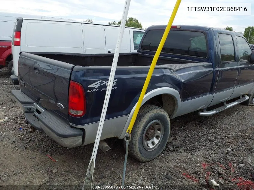 2002 Ford Super Duty F-350 Srw Lariat/Xl/Xlt VIN: 1FTSW31F02EB68416 Lot: 39955879