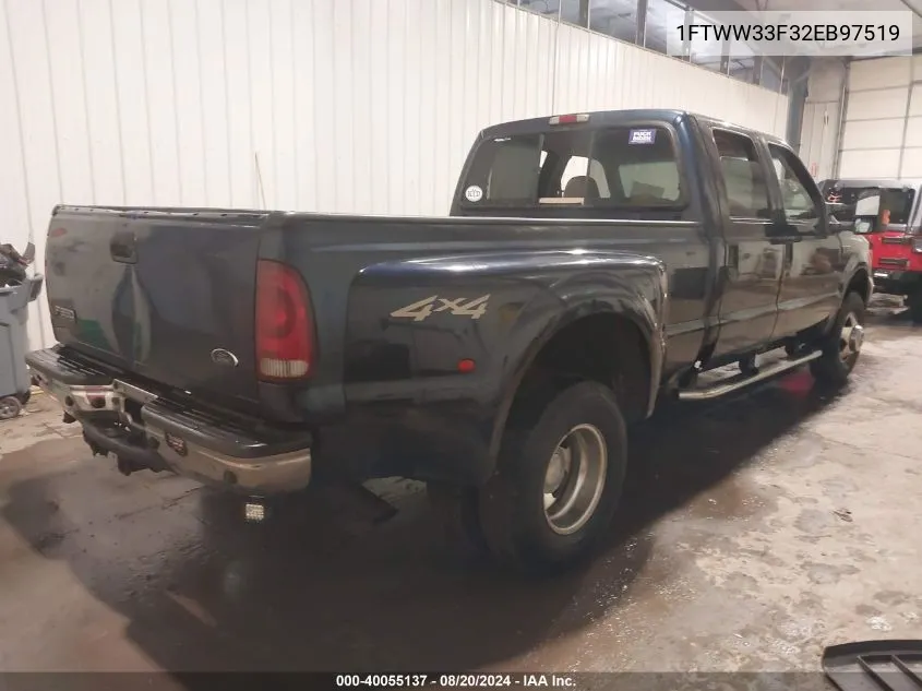 2002 Ford F350 Super Duty VIN: 1FTWW33F32EB97519 Lot: 40055137