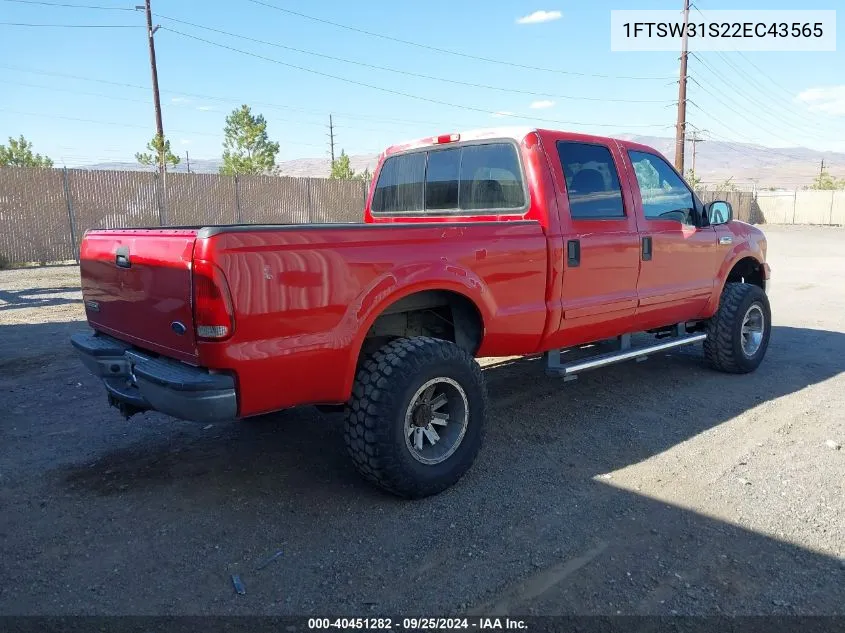 2002 Ford F-350 Lariat/Xl/Xlt VIN: 1FTSW31S22EC43565 Lot: 40451282