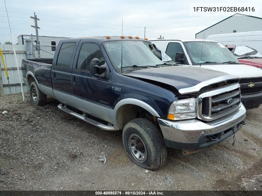 2002 Ford Super Duty F-350 Srw Lariat/Xl/Xlt VIN: 1FTSW31F02EB68416 Lot: 40595771