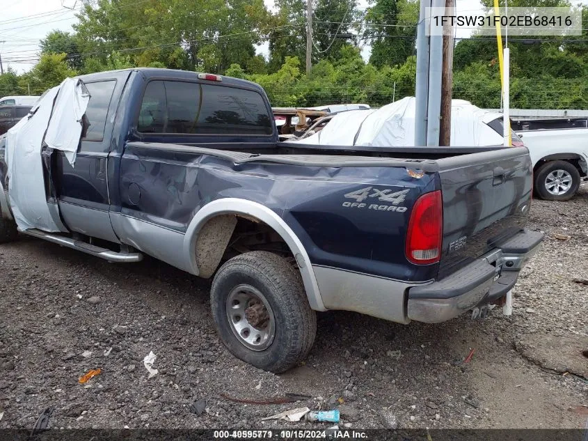 2002 Ford Super Duty F-350 Srw Lariat/Xl/Xlt VIN: 1FTSW31F02EB68416 Lot: 40595771