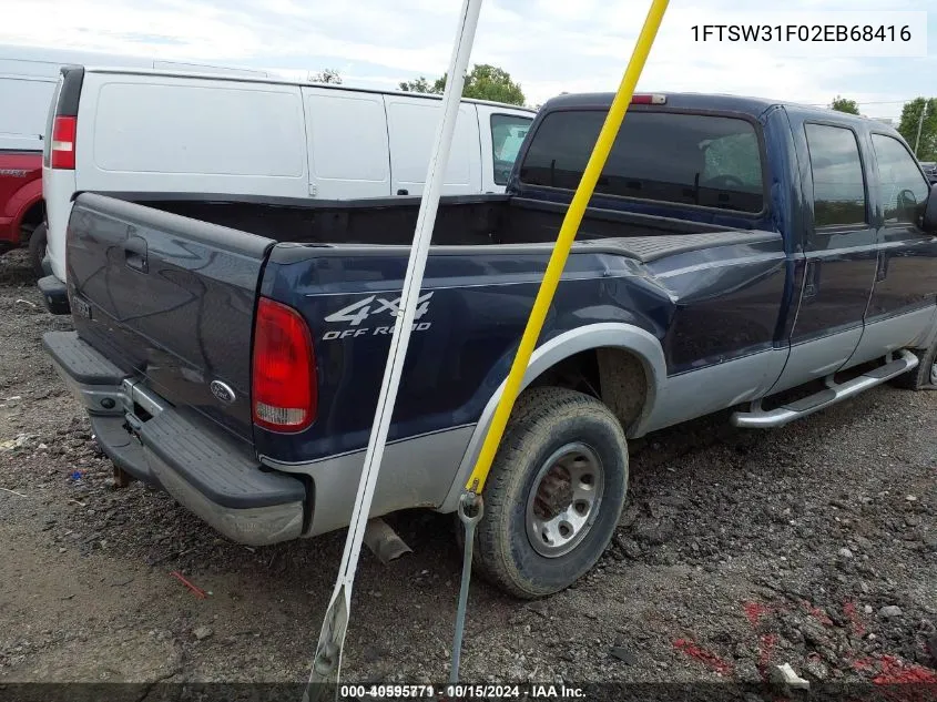 2002 Ford Super Duty F-350 Srw Lariat/Xl/Xlt VIN: 1FTSW31F02EB68416 Lot: 40595771