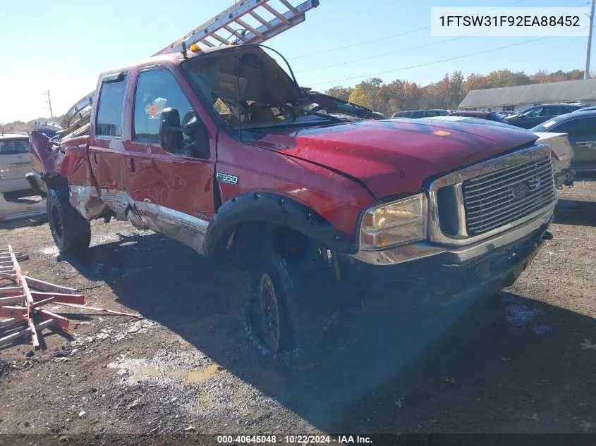 2002 Ford F-350 Lariat/Xl/Xlt VIN: 1FTSW31F92EA88452 Lot: 40645048