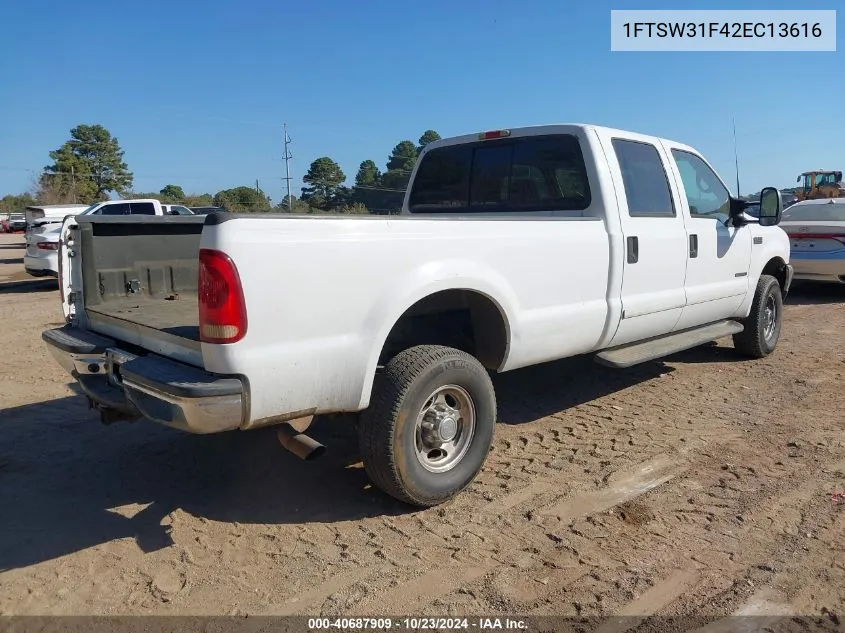 2002 Ford Super Duty F-350 Srw Lariat/Xl/Xlt VIN: 1FTSW31F42EC13616 Lot: 40687909