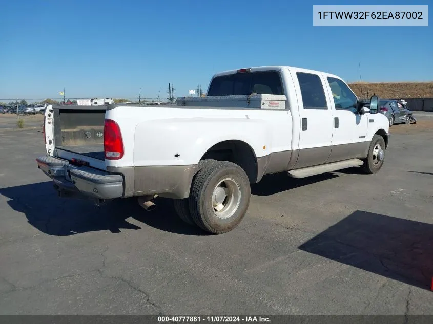 2002 Ford F-350 Lariat/Xl/Xlt VIN: 1FTWW32F62EA87002 Lot: 40777881