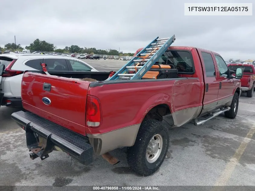 2002 Ford F-350 Lariat/Xl/Xlt VIN: 1FTSW31F12EA05175 Lot: 40796958