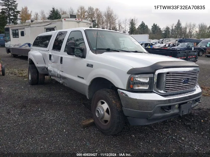 2002 Ford F-350 Lariat/Xl/Xlt VIN: 1FTWW33F32EA70835 Lot: 40825427