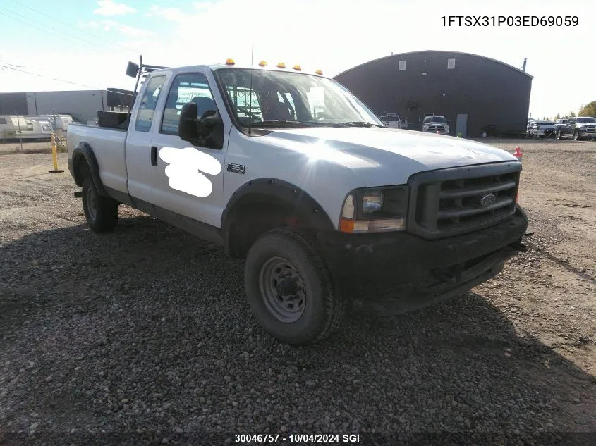 2003 Ford F350 Srw Super Duty VIN: 1FTSX31P03ED69059 Lot: 30046757