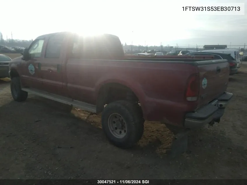 2003 Ford F350 Srw Super Duty VIN: 1FTSW31S53EB30713 Lot: 30047521