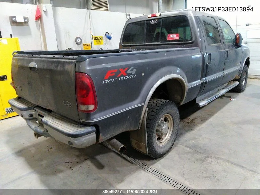 2003 Ford F350 Srw Super Duty VIN: 1FTSW31P33ED13894 Lot: 30049277