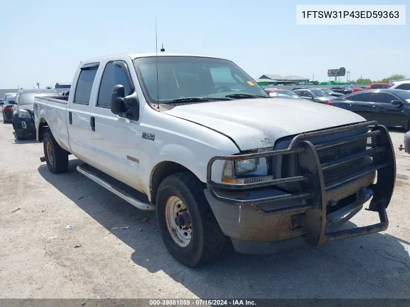 2003 Ford F-350 Lariat/Xl/Xlt VIN: 1FTSW31P43ED59363 Lot: 39881059