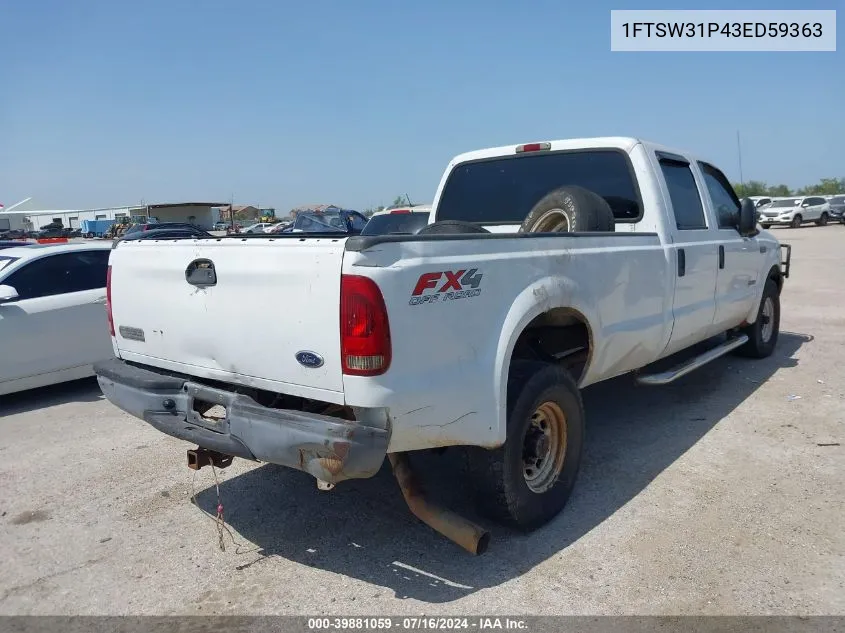 2003 Ford F-350 Lariat/Xl/Xlt VIN: 1FTSW31P43ED59363 Lot: 39881059