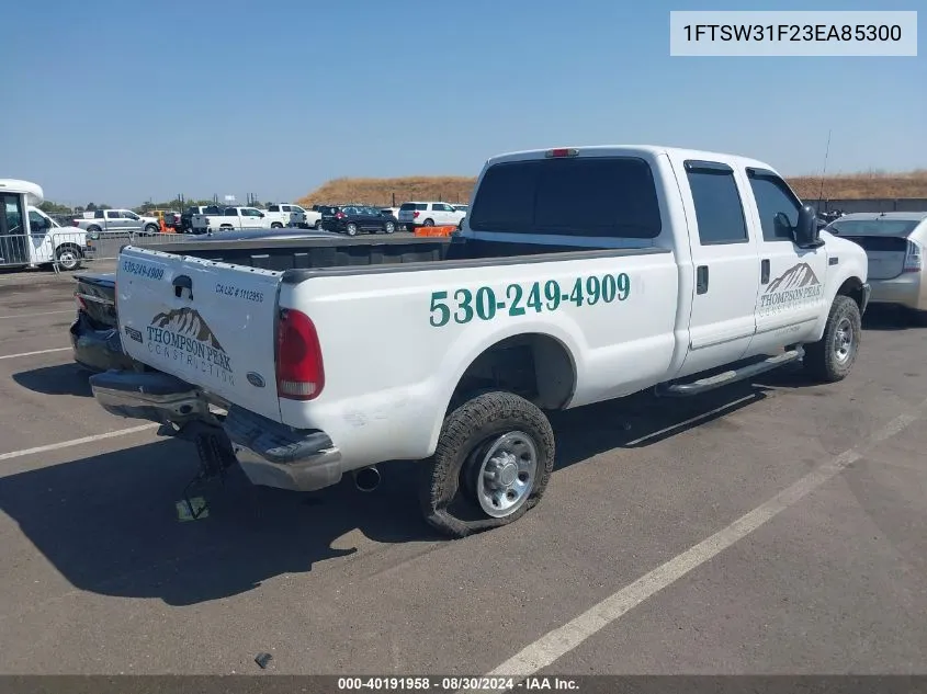 2003 Ford F-350 Lariat/Xl/Xlt VIN: 1FTSW31F23EA85300 Lot: 40191958