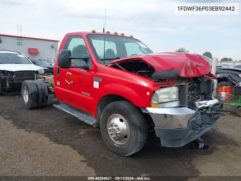 2003 Ford F-350 Xl/Xlt VIN: 1FDWF36P03EB92442 Lot: 40294621