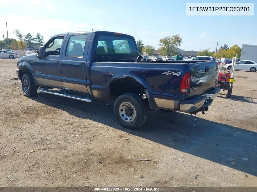 2003 Ford F-350 Lariat/Xl/Xlt VIN: 1FTSW31P23EC63201 Lot: 40322929