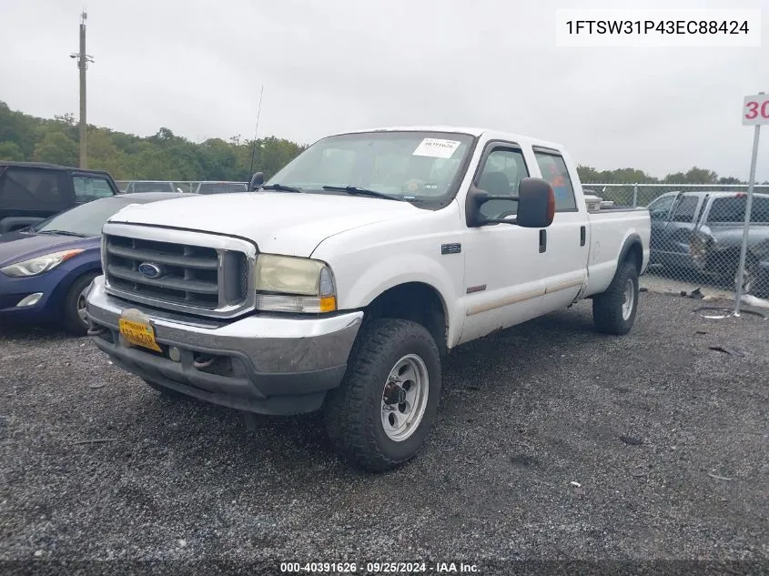 2003 Ford F-350 Lariat/Xl/Xlt VIN: 1FTSW31P43EC88424 Lot: 40391626