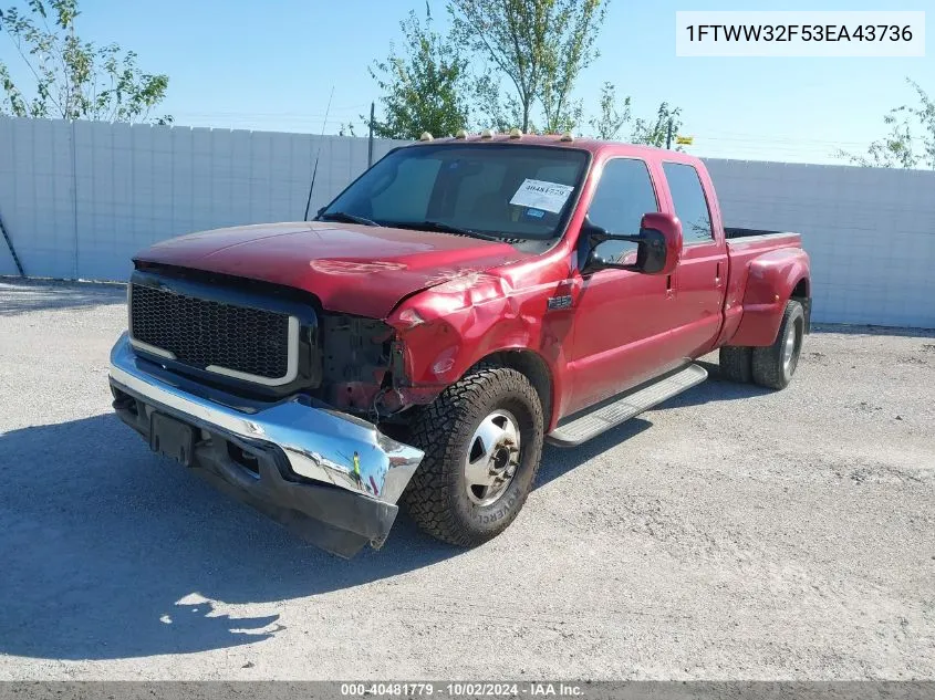 2003 Ford F-350 Lariat/Xl/Xlt VIN: 1FTWW32F53EA43736 Lot: 40481779