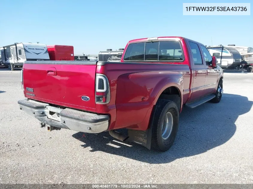 2003 Ford F-350 Lariat/Xl/Xlt VIN: 1FTWW32F53EA43736 Lot: 40481779