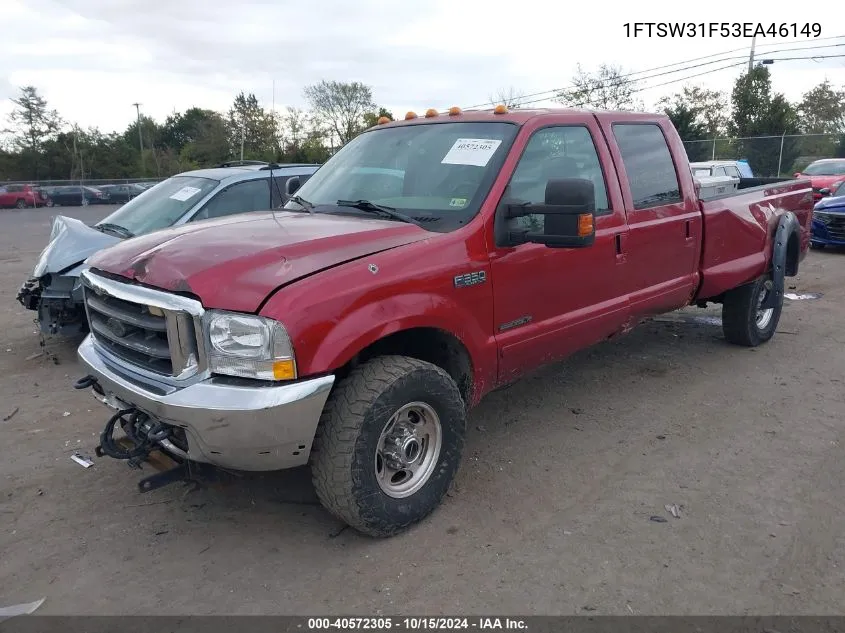 2003 Ford F-350 Lariat/Xl/Xlt VIN: 1FTSW31F53EA46149 Lot: 40572305