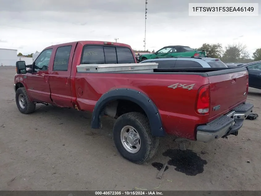 2003 Ford F-350 Lariat/Xl/Xlt VIN: 1FTSW31F53EA46149 Lot: 40572305