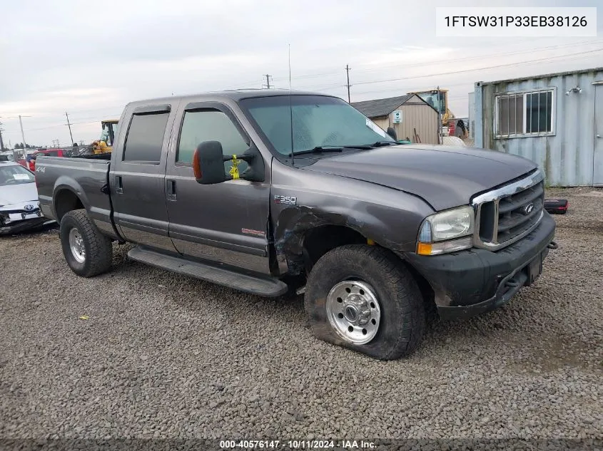 2003 Ford F-350 Srw Super Duty VIN: 1FTSW31P33EB38126 Lot: 40576147