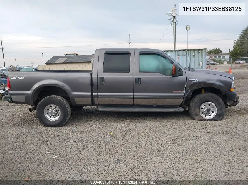 2003 Ford F-350 Srw Super Duty VIN: 1FTSW31P33EB38126 Lot: 40576147