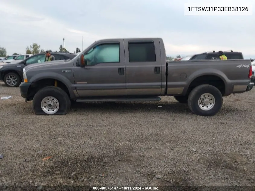 2003 Ford F-350 Srw Super Duty VIN: 1FTSW31P33EB38126 Lot: 40576147