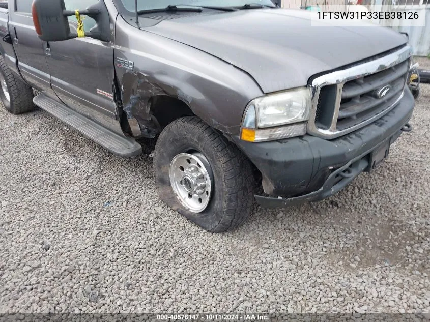 2003 Ford F-350 Srw Super Duty VIN: 1FTSW31P33EB38126 Lot: 40576147