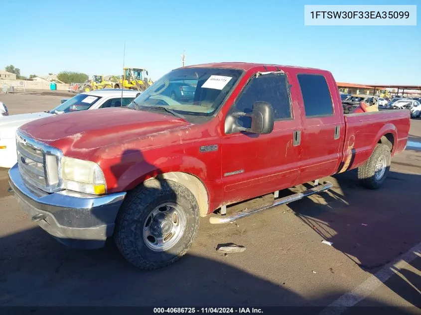 2003 Ford F350 Srw Super Duty VIN: 1FTSW30F33EA35099 Lot: 40686725