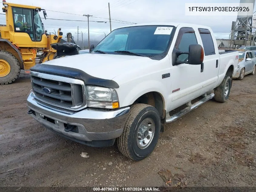 2003 Ford F-350 Lariat/Xl/Xlt VIN: 1FTSW31P03ED25926 Lot: 40796371