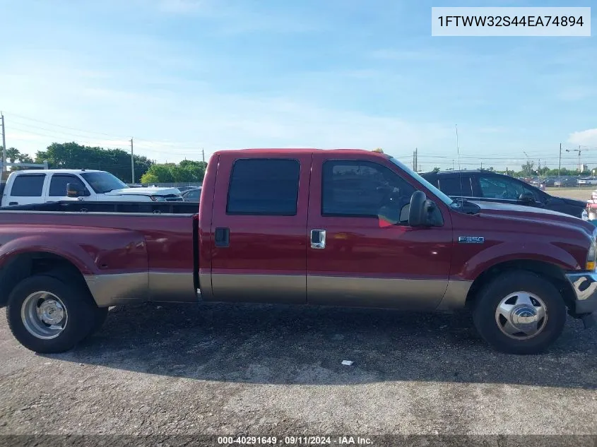 2004 Ford F-350 Super Duty VIN: 1FTWW32S44EA74894 Lot: 40291649