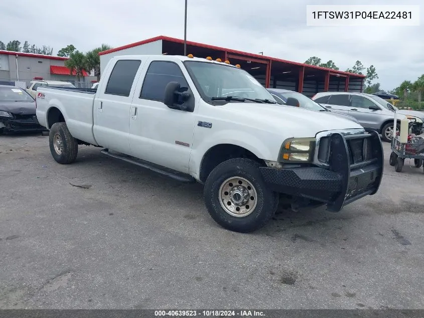 2004 Ford F-350 Lariat/Xl/Xlt VIN: 1FTSW31P04EA22481 Lot: 40639523