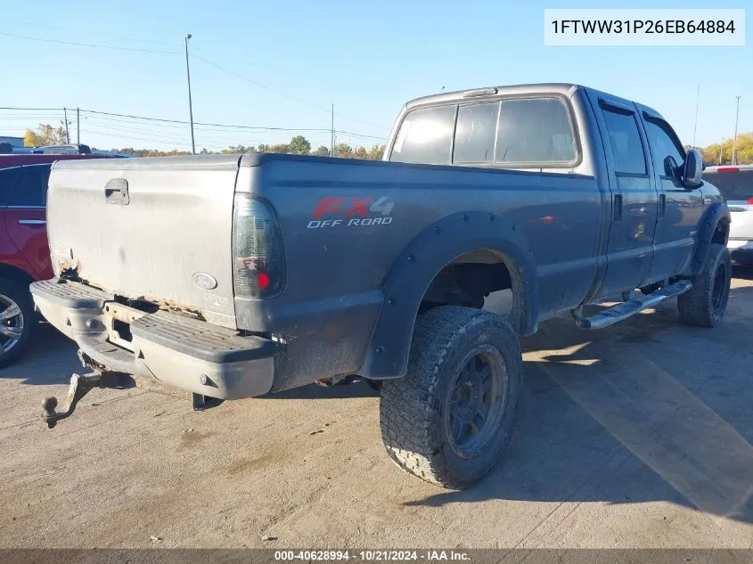 2006 Ford F-350 Srw Super Duty VIN: 1FTWW31P26EB64884 Lot: 40628994