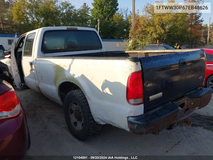 2007 Ford F350 VIN: 1FTWW30P67EB48626 Lot: 12104581