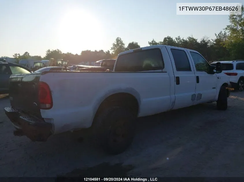 2007 Ford F350 VIN: 1FTWW30P67EB48626 Lot: 12104581