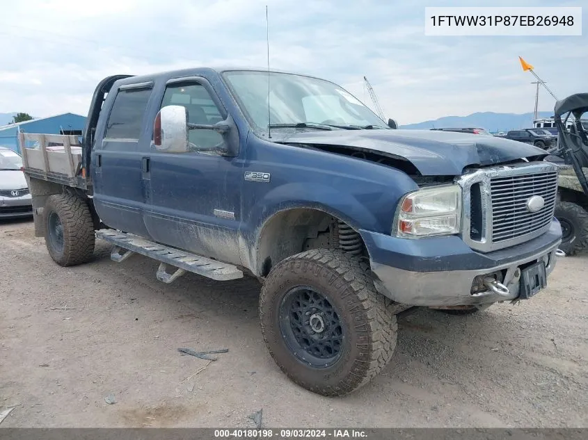 2007 Ford F-350 Lariat/Xl/Xlt VIN: 1FTWW31P87EB26948 Lot: 40180198