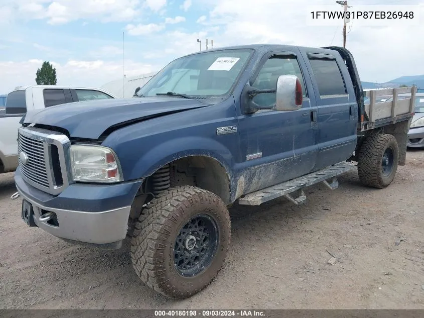 2007 Ford F-350 Lariat/Xl/Xlt VIN: 1FTWW31P87EB26948 Lot: 40180198