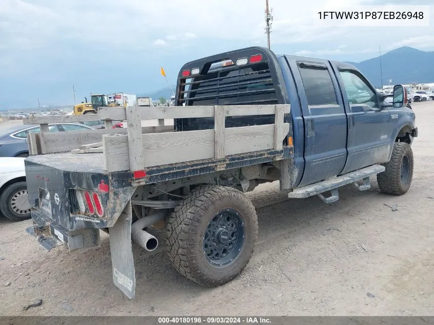 2007 Ford F-350 Lariat/Xl/Xlt VIN: 1FTWW31P87EB26948 Lot: 40180198