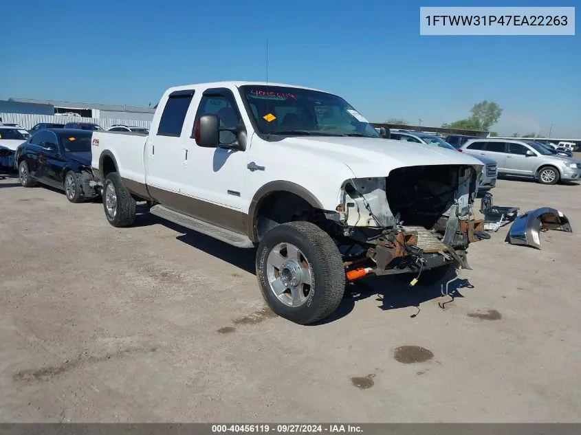 2007 Ford F-350 Lariat/Xl/Xlt VIN: 1FTWW31P47EA22263 Lot: 40456119