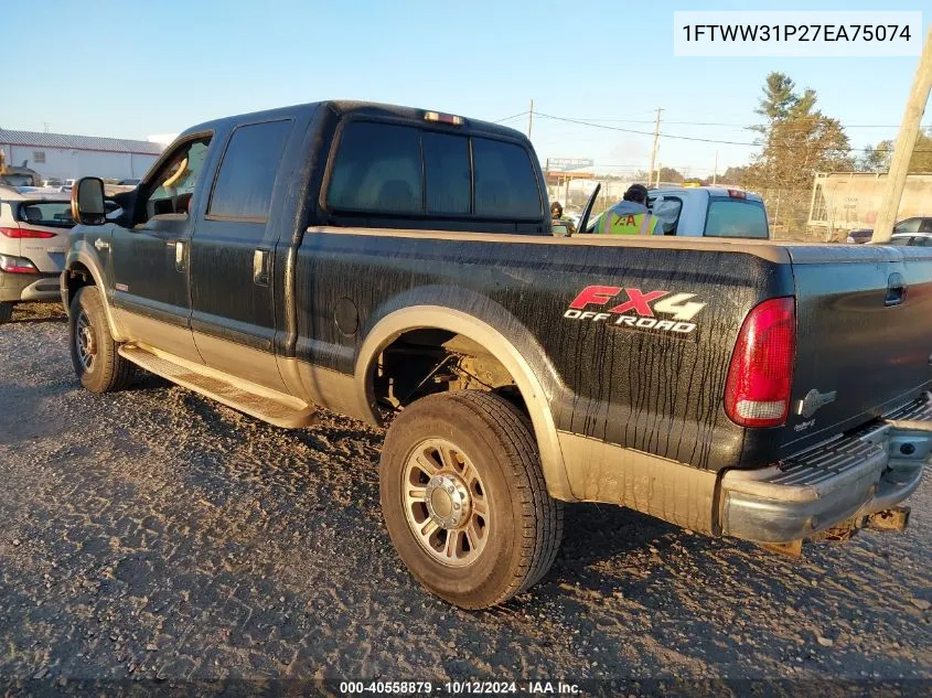 2007 Ford F350 Srw Super Duty VIN: 1FTWW31P27EA75074 Lot: 40558879