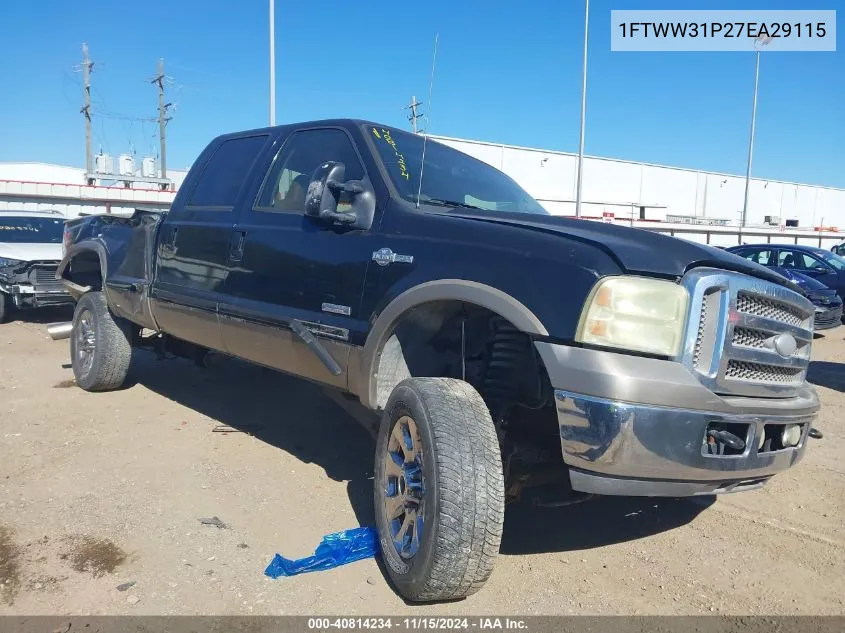 2007 Ford F-350 Lariat/Xl/Xlt VIN: 1FTWW31P27EA29115 Lot: 40814234