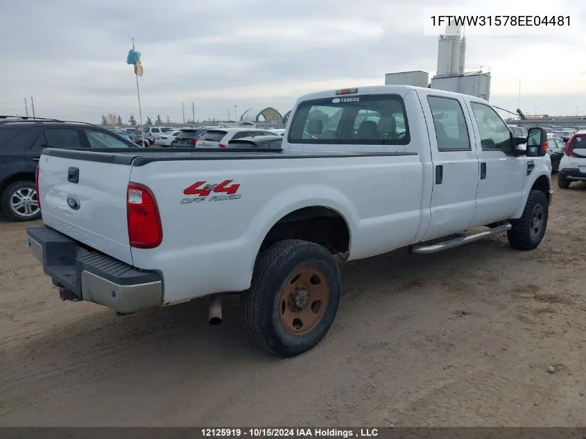 2008 Ford Super Duty F-350 Srw VIN: 1FTWW31578EE04481 Lot: 12125919