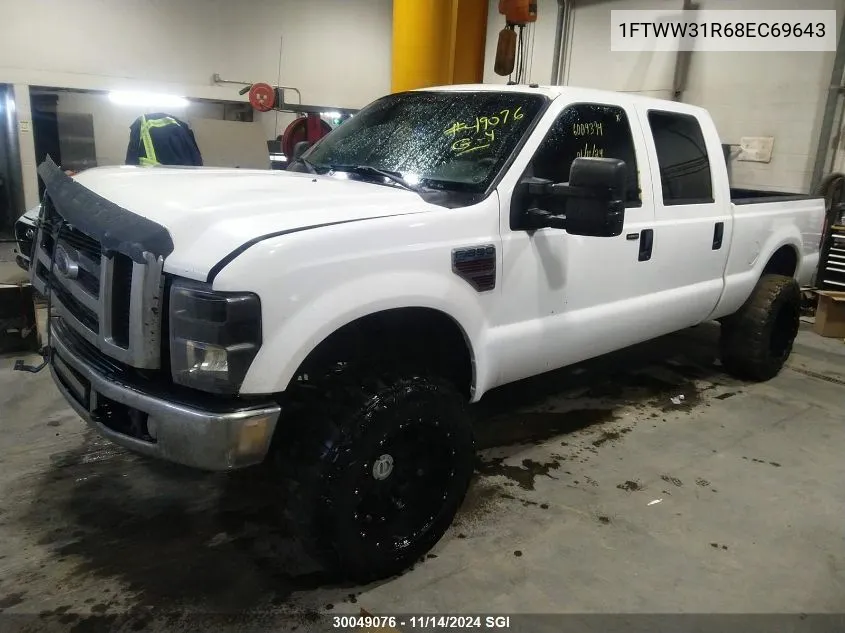 2008 Ford F350 Srw Super Duty VIN: 1FTWW31R68EC69643 Lot: 30049076