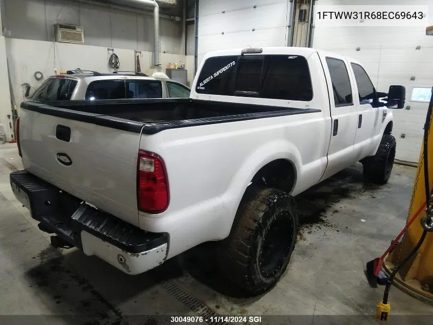 2008 Ford F350 Srw Super Duty VIN: 1FTWW31R68EC69643 Lot: 30049076