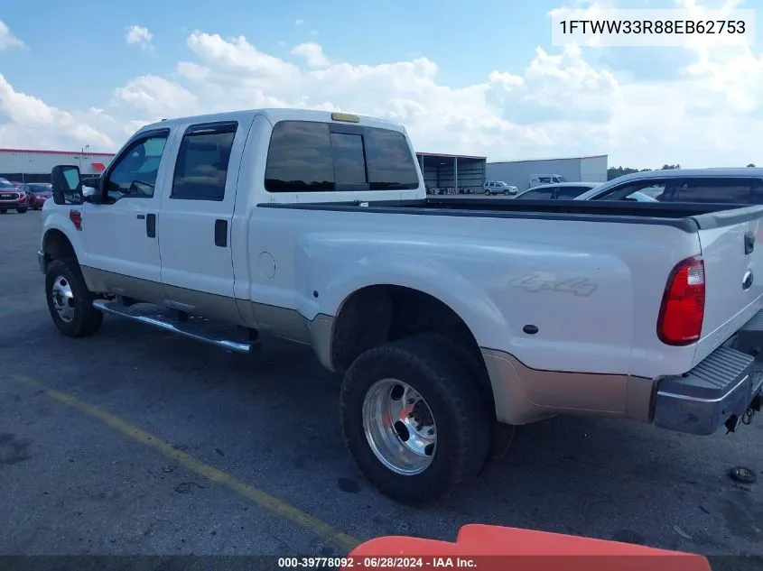 2008 Ford F-350 Fx4/King Ranch/Lariat/Xl/Xlt VIN: 1FTWW33R88EB62753 Lot: 39778092