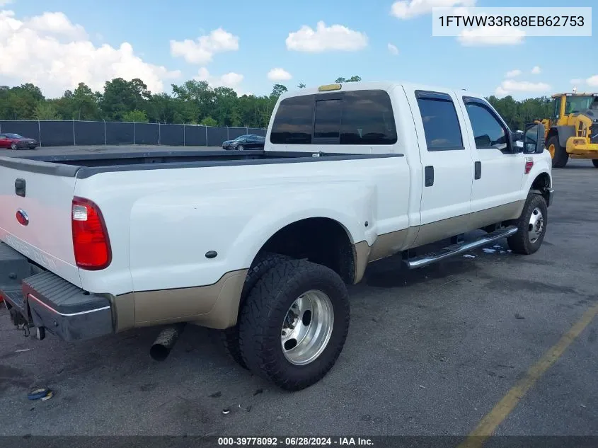 2008 Ford F-350 Fx4/King Ranch/Lariat/Xl/Xlt VIN: 1FTWW33R88EB62753 Lot: 39778092