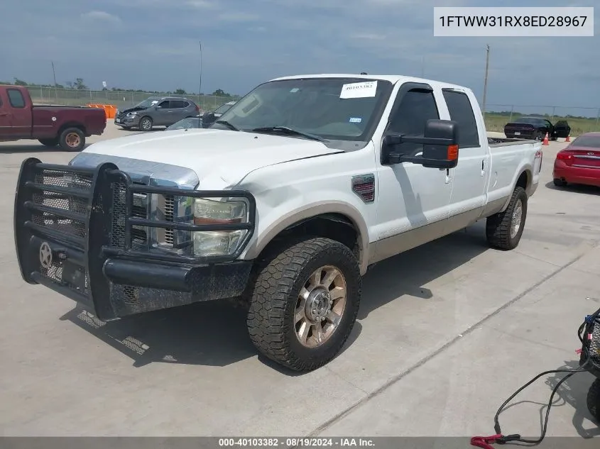 2008 Ford F-350 Fx4/Harley-Davidson/King Ranch/Lariat/Xl/Xlt VIN: 1FTWW31RX8ED28967 Lot: 40103382