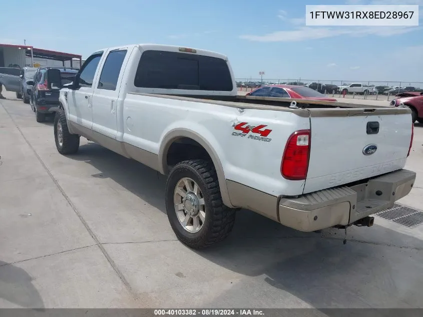 2008 Ford F-350 Fx4/Harley-Davidson/King Ranch/Lariat/Xl/Xlt VIN: 1FTWW31RX8ED28967 Lot: 40103382